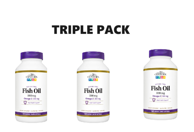 21st Century Omega Fish Oil 1000mg ( Enteric Coated ) 90s x 3 - Triple pack