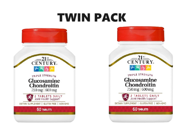 21st Century Triple Strength Glucosamine Chondroitin 750mg 600mg 60s x 2 - Twin pack
