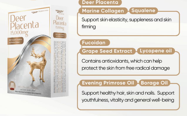 Holistic Way Premium Deer Placenta (30 Softgels)