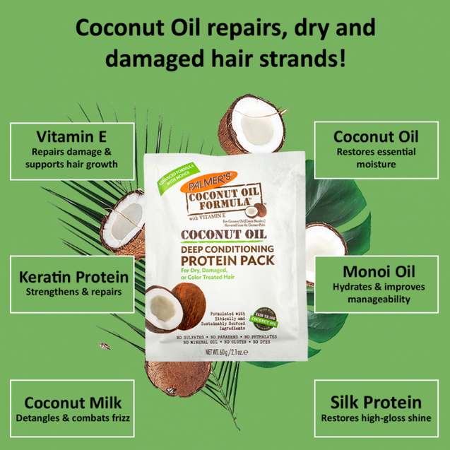 Palmer’s Coconut Oil Deep Conditioning Protein Pack (60g) X 2 with FREE PALMERS SAMPLES