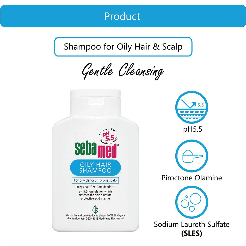 Sebamed oily hair shampoo 1L + FREE samples Woods Pharmacy
