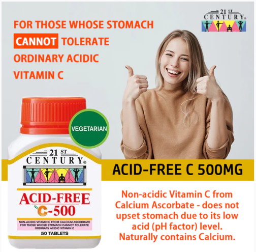 21st Century Acid Free Vitamin C 500mg - 50 Tablets x 3 - Triple Pack