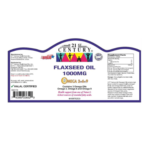 21st Century Omega 3 + 6 + 9 softgels 1000mg 60s x 3 - Triple pack