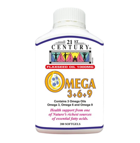 21st Century Omega 3 + 6 + 9 softgels 1000mg 200s x 2 - Twin Pack