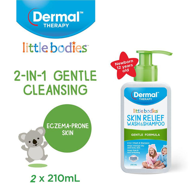 LITTLE BODIES SKIN RELIEF WASH AND SHAMPOO 210ML SINGLE / TWIN PACK