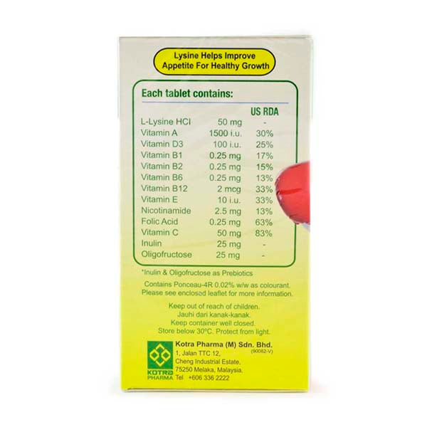 Appeton Multivitamin Lysine Prebiotics Chewable Tablet 60s