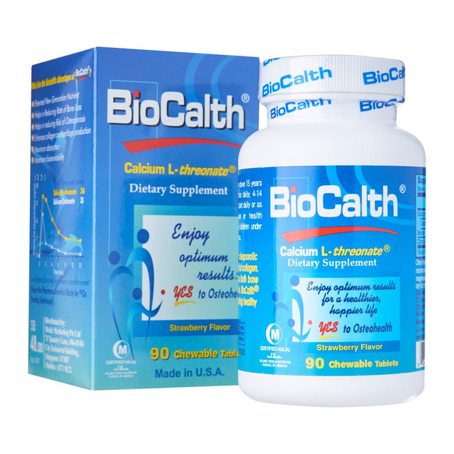 BIocalth Calcium L-Threonate 90 chewable tablets strawberry flavour