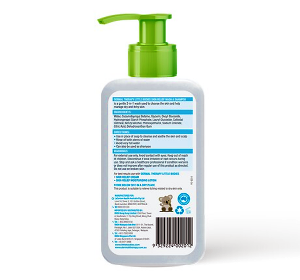 LITTLE BODIES SKIN RELIEF WASH AND SHAMPOO 210ML SINGLE / TWIN PACK