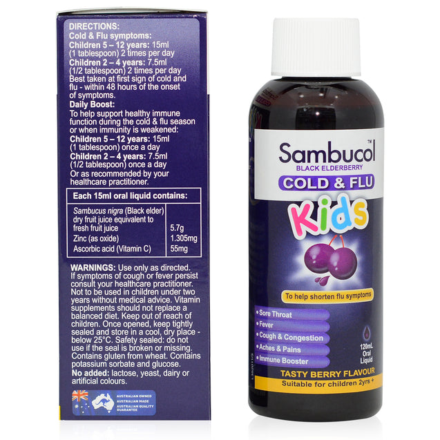 Sambucol Kids Cold & Flu 120ml_backview
