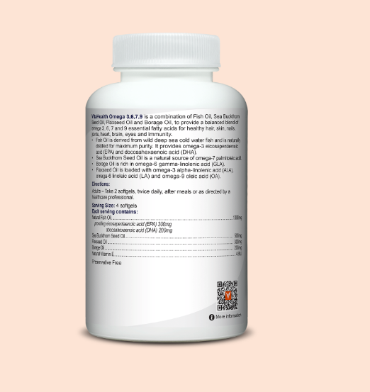 VitaHealth Omega 3,6,7,9(60x2 Soft-gels)