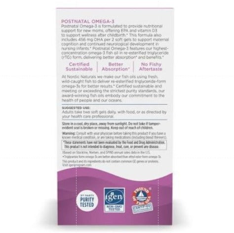 CLEARANCE SALE - Nordic Naturals Postnatal Omega 3 60 Softgels - EXP MARCH 2027