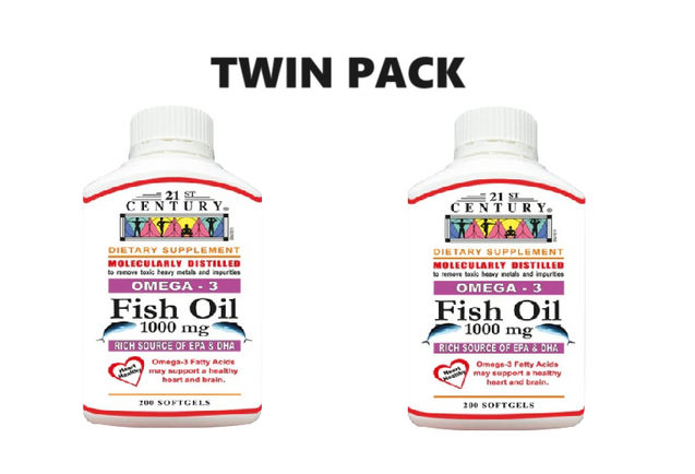 21st Century Fish Oil 1000mg 200s x 2 - Twin Pack