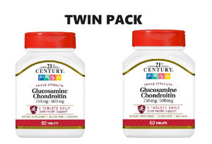21st Century Triple Strength Glucosamine Chondroitin 750mg 600mg 60s x 2 - Twin pack