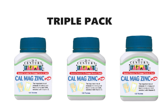 21st Century Cal Mag Zinc + D 120 Tablets x 3 - Triple pack