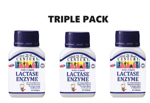 21st Century Lactase Enzymes 125mg 60 Capsules x 3 - Triple pack