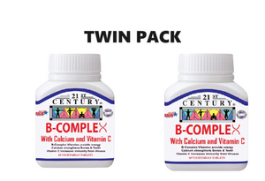 21st Century Vitamin B Complex with Calcium 60 Tablets x 2 - Twin Pack