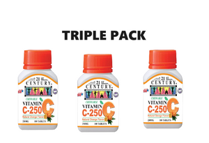 21st Century Vitamin C 250 mg Orange Chewable 100 Tablets x 3 - Triple Pack