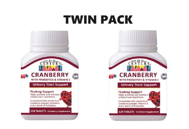 21st Century Cranberry with Probiotic & Vitamin C 120 Tablets x 2 - Twin pack