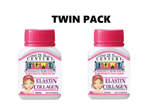 21st Century Elastin Collagen 600 mg 50 Capsules x 2 - Twin pack