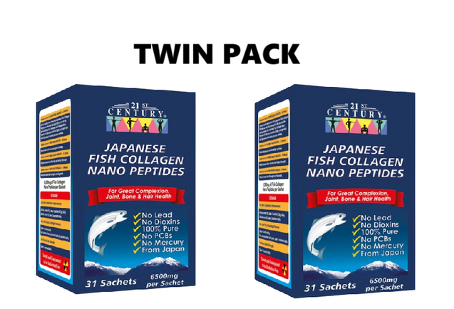 21st Century Japanese Fish Collagen Nano Peptides 31 Sachets x 2 - Twin pack