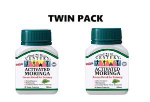 21st Century Activated Moringa 800mg 60 Vegetarian Capsules x 2 - Twin pack