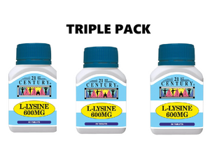 21st Century L Lysine 600mg 50 Tablets x 3 - Triple pack