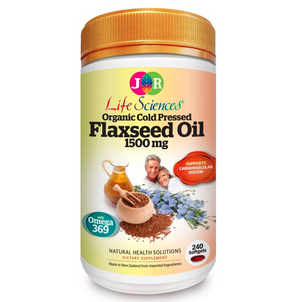 JR Life Sciences High Strength Organic Cold Pressed Flaxseed Oil 1500mg (240 Softgels)