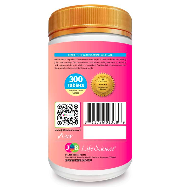 JR Life Sciences Extra Strength Glucosamine 2KCl 1500mg (300 Tablets