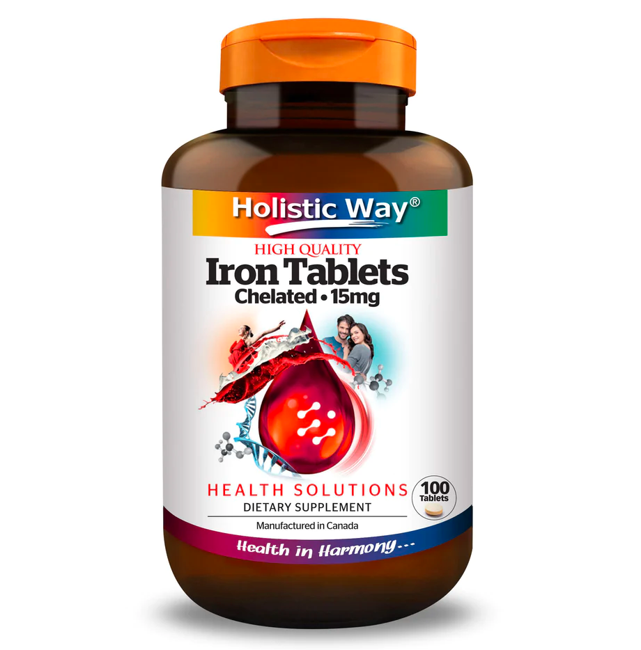Iron Tablets Color Holistic Way Iron Tablets Chelated 15mg (100 Tablets) - Woods Pharmacy