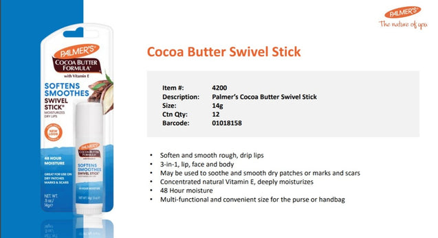 Palmer’s Cocoa Butter Swivel Stick (14g) X 2 with FREE PALMERS SAMPLES