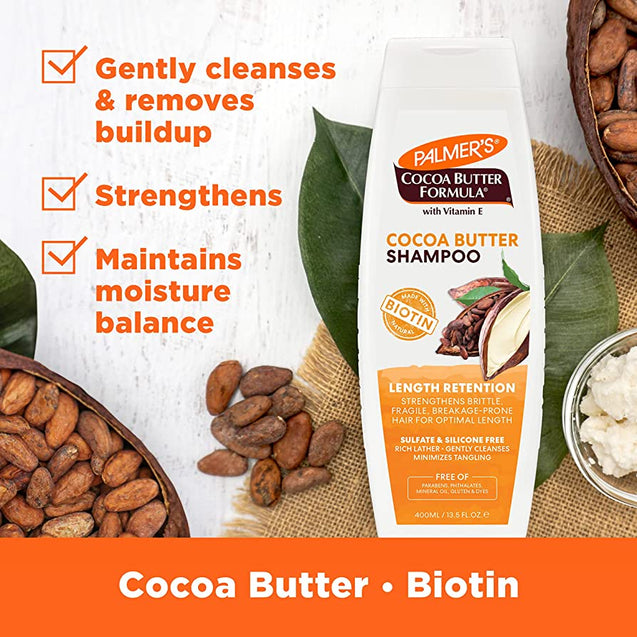 Palmer’s Cocoa Butter (With Biotin) Length Retention Shampoo 400ml with FREE PALMER'S SAMPLES