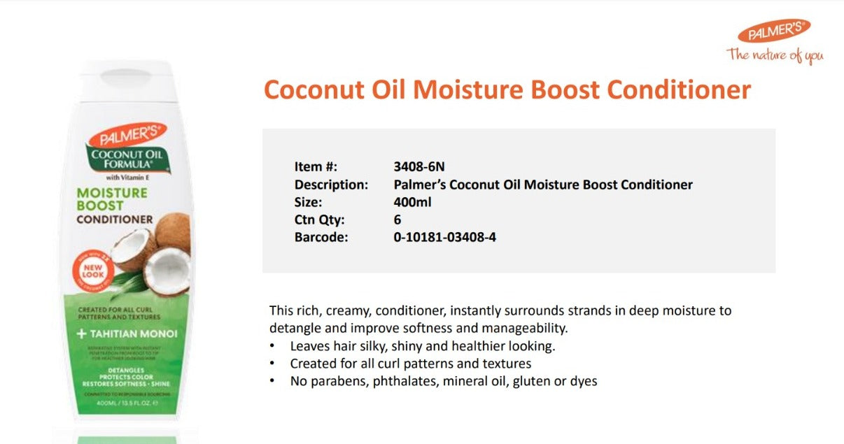 palmer coconut conditioner Palmer's Coconut Oil Moisture Boost Conditioner 400ml (NEW) with PALME