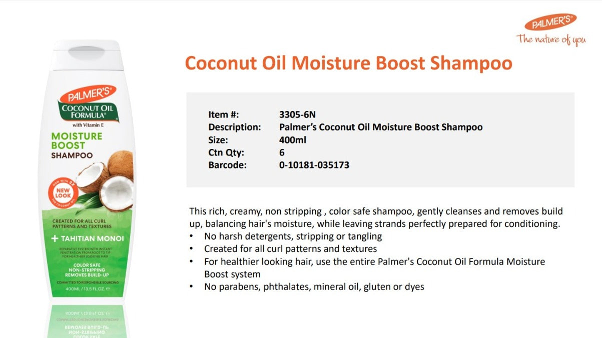 palmer's coconut formula moisture boost shampoo Palmer's Coconut Oil Moisture Boost Shampoo 400ml (NEW) with FREE PALM