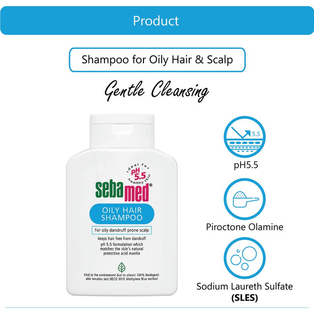 Sebamed oily hair shampoo 1L + FREE samples