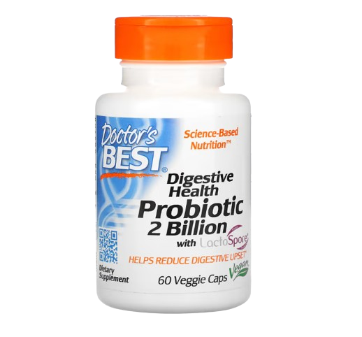 Doctor's Best Digestive Health Probiotic with LactoSpore 2 Billion 60 Veggie Caps