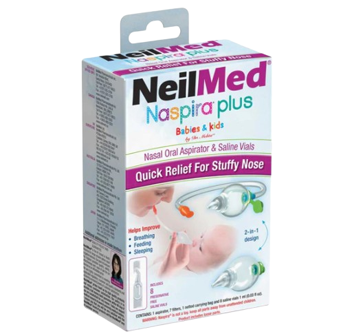 Neilmed Naspira Plus -1 Aspirator with 8 Saline vials - For Babies and Kids