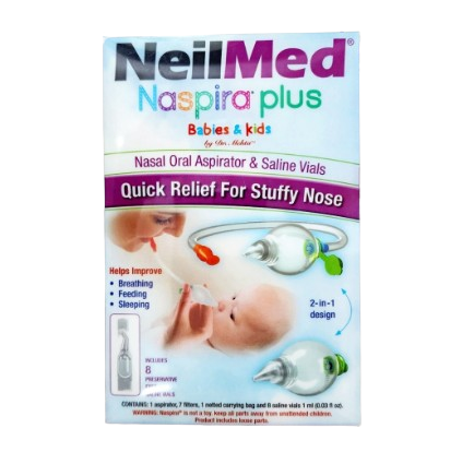 Neilmed Naspira Plus -1 Aspirator with 8 Saline vials - For Babies and Kids