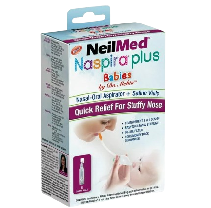 Neilmed Naspira Plus -1 Aspirator with 8 Saline vials - For Babies and Kids