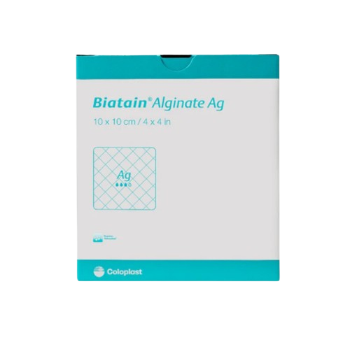 COLOPLAST BIATAIN ALGINATE AG DRESSING 10 X 10 CM 10'S