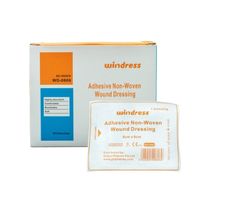 Windress Adhesive Non Woven Wound Dressing 6 x 8cm - Sterile - 50 Pcs