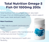 Total Nutrition Omega 3 Fish Oil 1000mg 200 Softgel