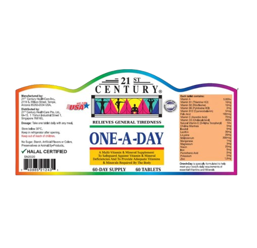 21st Century One A Day 60 Tablets x 3 - Triple Pack