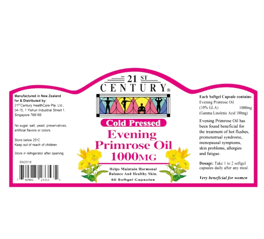 21st Century Evening Primrose Oil EPO 1000mg 60s x 2 - Twin Pack