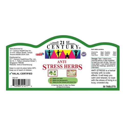 21st Century Anti Stress Herbs Tablets 50s x 3 - Triple Pack