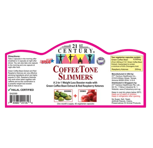 21st Century CoffeeTone Slimmers Vegetarian Capsules 60s x 2 - Twin Pack