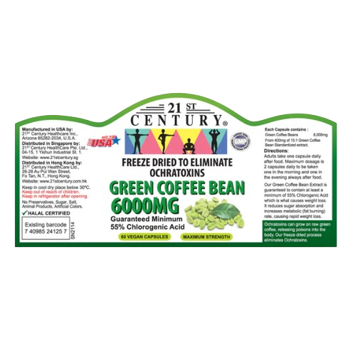 21st Century Green Coffee Bean Extract 6000mg x 2 - Twin Pack