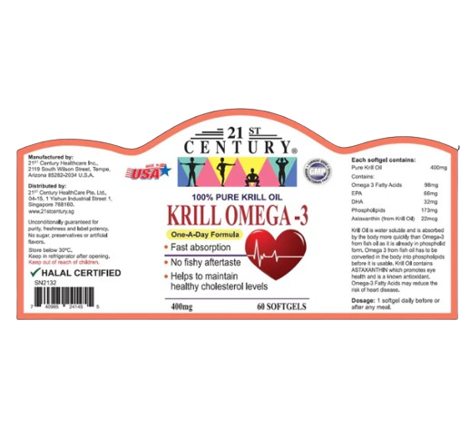 21st Century Krill Omega 3 400mg 60s x 3 - Triple pack