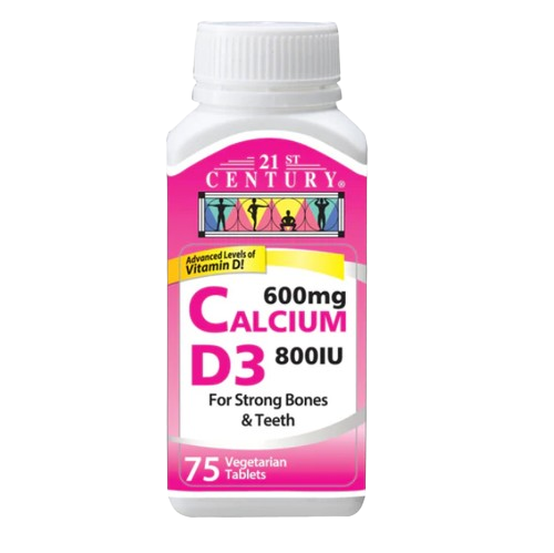 21st Century Calcium 600mg + D3 800iu 75 Tablets x 3 - Triple pack