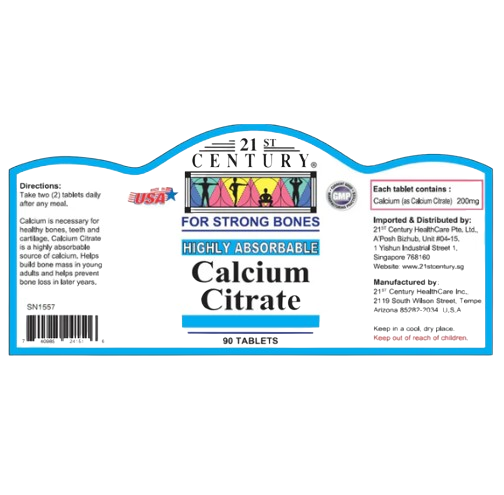 21st Century Calcium Citrate 90 Tablets x 3 - Triple pack