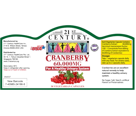 21st Century Cranberry 60000mg 30 Tablets x 2 - Twin pack